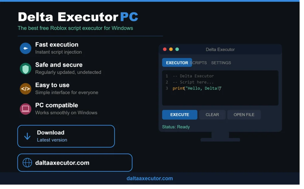 Delta Executor PC — fast, safe Roblox script executor for Windows